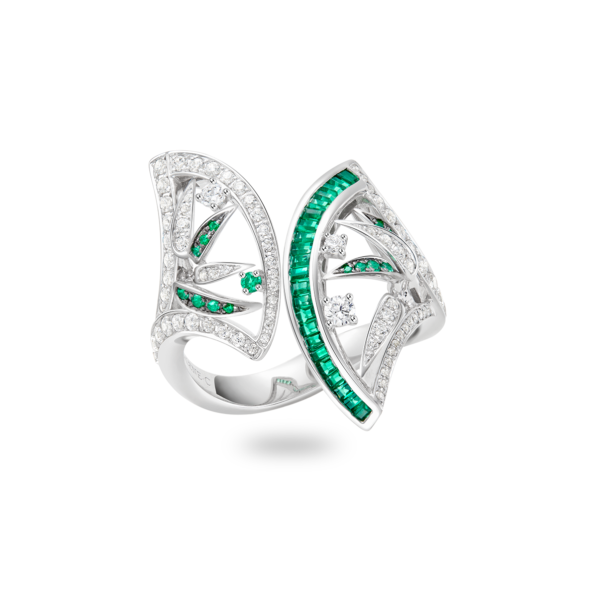 Bamboo Fan Emerald Ring II