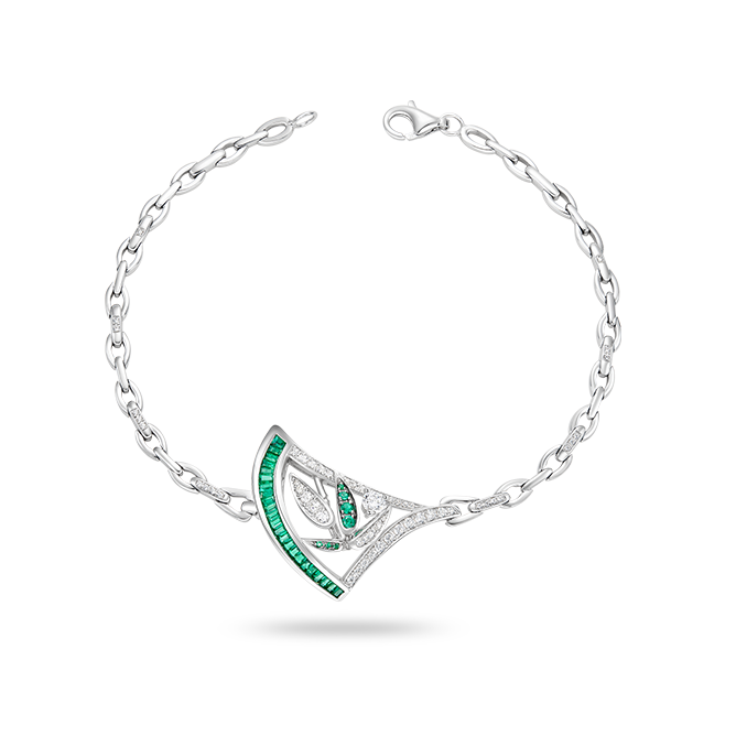 Bamboo Fan Emerald Bracelet I