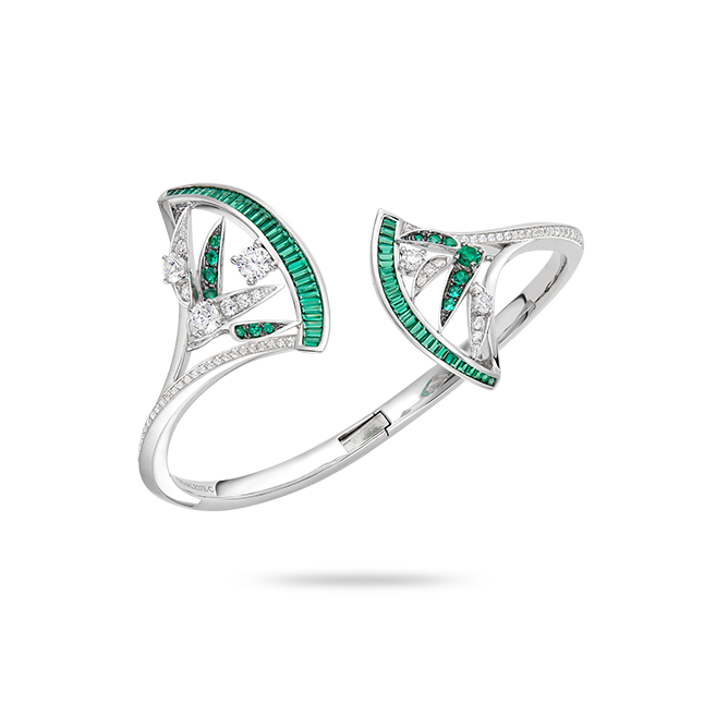 Bamboo Fan Emerald Bangle I